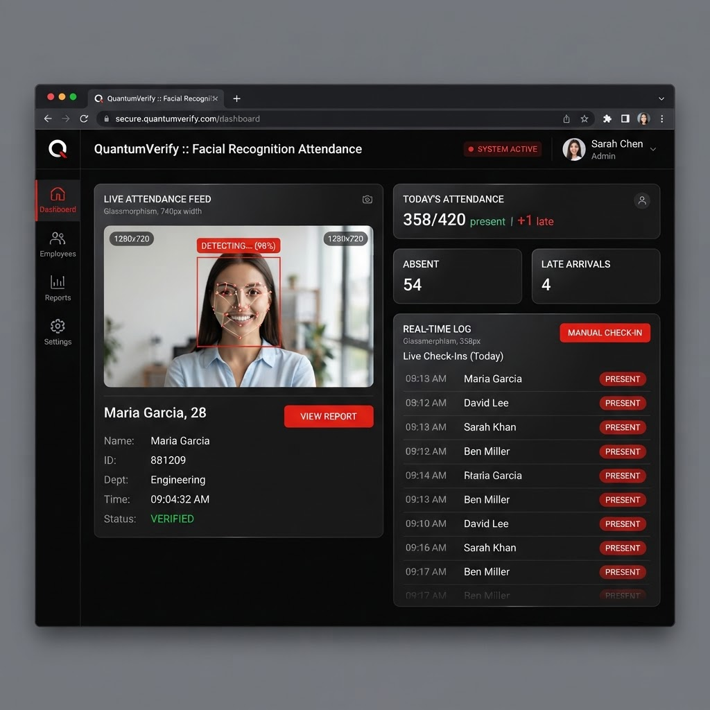 Facial Recognition Attendance interface