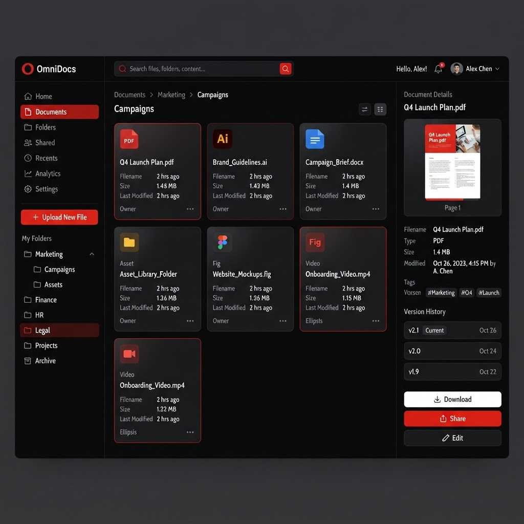 Document Management System interface