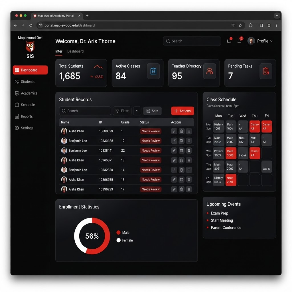 School Information System interface